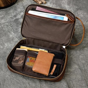 Professional Makeup Artist Handbag Leather Zipper Cosmetic <b>Bags</b> Custom Logo Travel Makeup <b>Bag</b> Brown colour Leather Cosmetic <b>Bags</b> - Product Image 6