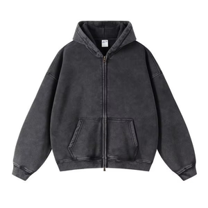 Sweat-shirts à capuche zippés personnalisés pour hommes, en polaire, grandes tailles, vierges, épais et lourds - Product Image 4