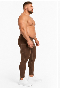 <b>Men</b> Plus Size Full Length Leggings Elastic Waist <b>Compression</b> Pant <b>Men</b> Gym Fitness <b>Tights</b> Side Pocket Sports Running Leggings - Product Image 3