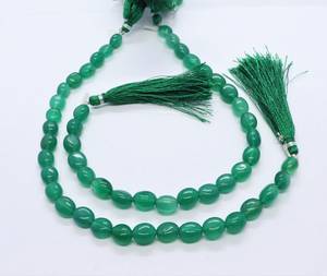 Perles ovales lisses en onyx vert naturel AAA 7x10 MM, perles de pierres précieuses en onyx vert, 10 pouces, perles ovales en onyx vert naturel - Product Image 1