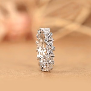 Full Eternity Diamond Band Lab Grown Marquise and Round <b>Stacking</b> <b>Ring</b> in 14K Solid Gold Statement Bridal Jewelry - Product Image 6