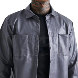 Camisa de Cuero para Hombre, Cuero Suave de Primera Calidad, Diseño Clásico con Botones, Corte Ajustado, Duradera, Elegante, Informal, para Uso Diario, Transpirable, Ecológica - Product Image 2