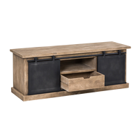 Meuble TV Vandana Cresta Elara en bois de manguier brossé et métal noir, 150 cm
