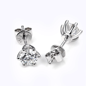 ต่างหูเพชรทรงกลมคลาสสิก หินแล็บ สำหรับผู้หญิง สวมใส่ได้ทุกวัน - Product Image 6