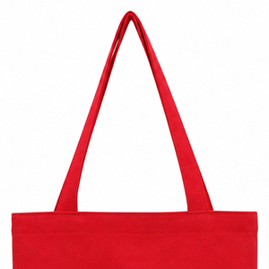 Sac en coton rouge au design simple, grande taille, à bas prix, avec poignée pour le transport à la main ou à l'épaule, pour un usage quotidien et les courses. - Product Image 5