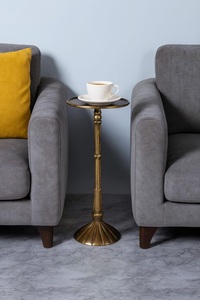 Elegant Pedestal Side <b>Table</b> Ornate Column Design Raised Tray Top Stable Base Compact Accent for Classic and Modern Interiors - Product Image 5