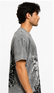 Camisetas Transpirables de Talla Grande para Hombre, Lavado Ácido, 100% Algodón, Personalizables, Ropa Casual, Servicio OEM, Ropa Lavada al Ácido al por Mayor, Personalizada - Product Image 6