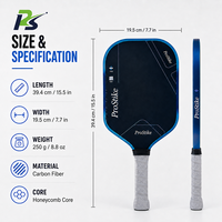 Pala de Pickleball de Fibra de Carbono de 13 mm y 16 mm para Adultos Principiantes, Entrenamiento Escolar y de Club, Marca Privada, Venta Directa de Fábrica al por Mayor