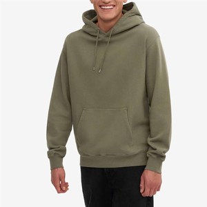 Sweat-shirt à capuche vert olive pour homme, coupe classique, en coton French Terry, design décontracté avec poche, idéal pour l'automne - Product Image 6