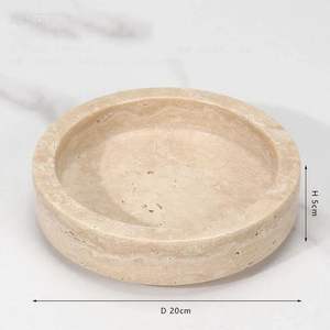 Bol en pierre de travertin beige de 12 pouces, très populaire, pour servir, décorer et organiser - Product Image 4