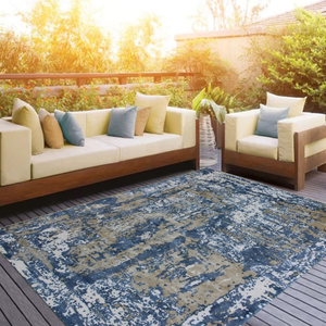 Tapis abstrait en laine et viscose tissé à la main, motif vieilli, revêtement de sol pour intérieurs contemporains - Product Image 4