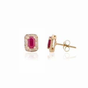 Pendientes de Oro de 14K con Halo de Rubíes y Diamantes de 1.24 Quilates - Product Image 5