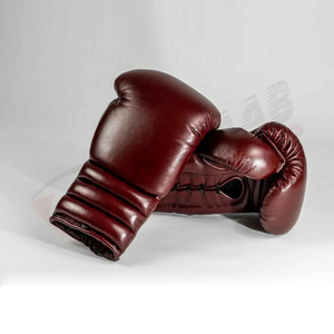 Guantes de Boxeo de Cuero con Cordones en la Muñeca, Equipo de Entrenamiento para Adultos, Color Granate - Product Image 1