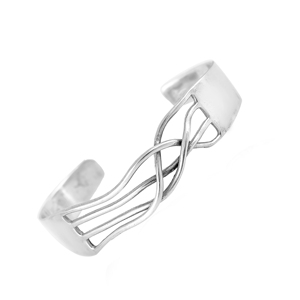 925 Sterling <b>Silver</b> Smooth Plain <b>Cuff</b> <b>Bracelet</b> – Minimalist Open Kada, High Polish Finish - Product Image 4