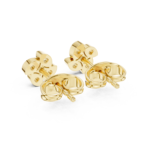 Boucles d'oreilles clous en or jaune 14K 18K avec diamant de laboratoire taille ronde, motif floral quatre pétales, DEF VVS, bijoux classiques pour usage quotidien, ODM - Product Image 5