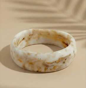 Bracelet jonc islamique classique en résine avec veines brunes naturelles, bijou de mode unisexe, cadeau - Product Image 2