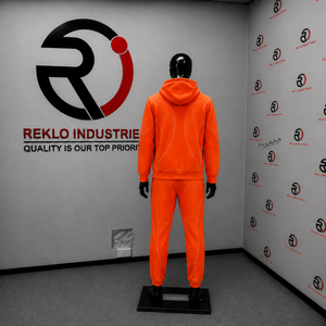 Ensemble de survêtement orange pour homme avec logo personnalisé, sweat à capuche zippé et pantalon de jogging, style streetwear, vêtements de sport décontractés pour la gym et l'entraînement, vente en gros OE - Product Image 4