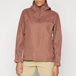 Chaqueta Impermeable de Mujer con Capucha, Cierre de Cremallera, Corte Regular, para Todas las Estaciones, Color Sólido Marrón - Product Image 2