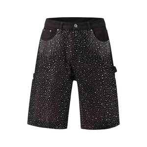 Shorts cargo pour homme à pois noirs, taille mi-haute, fermeture boutonnée, style décontracté, tissu polyester respirant - Product Image 1