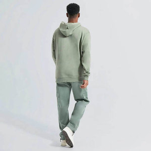 Sweat à capuche zippé vert pour homme, coupe oversize personnalisée, logo gaufré au dos, en molleton de coton, décontracté, pour l'automne, séchage rapide - Product Image 2