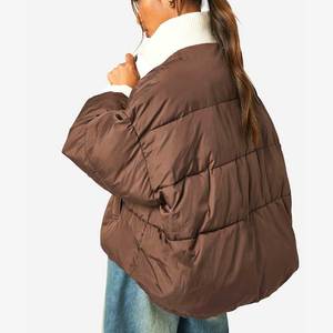 Women's Short Puffer Jacket Winter Quilted <b>Bubble</b> <b>Coat</b> High Waist Hooded Long Sleeve Zipper Closure Casual Fashion Wear 2026 - Product Image 2