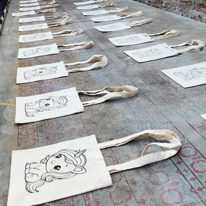 Sac fourre-tout en toile bohème à motif de dessin animé avec fermeture éclair, taille moyenne, poignée d'épaule, pour usage quotidien et courses - Product Image 6