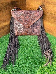 กระเป๋าถือหนังวัวแท้เครื่องมือสำหรับผู้หญิง, กระเป๋าหนังโบฮีเมียนสลักลาย - Product Image 5