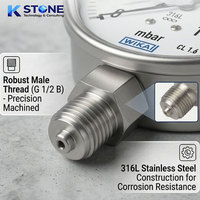 Manomètre à capsule WIKA standard EN 837-3 à faible entretien et longue durée de vie, 0-100 MBAR, haute précision, manomètre industriel