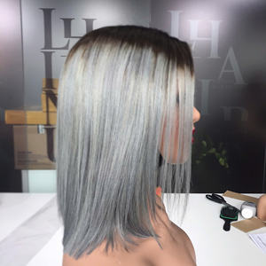 Precio al por mayor 100% Raw Virgin Vietnamita Human Lace Peluca corta Trama Hueso Recto Color gris Super Double Drawn Extensiones de cabello - Product Image 5