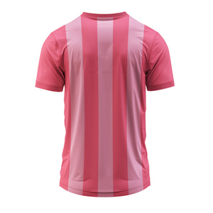 Camiseta de Fútbol a Rayas Rosas para Hombre, Cuello en V, Manga Corta, Poliéster que Absorbe la Humedad, Ropa Deportiva, Corte Regular, Todas las Temporadas - Product Image 2