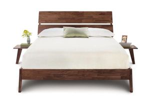Premium Solid Wood Platform <b>Bed</b> with Matching Nightstand | Mid-Century Slotted Headboard King <b>Queen</b> <b>Size</b> - Product Image 6