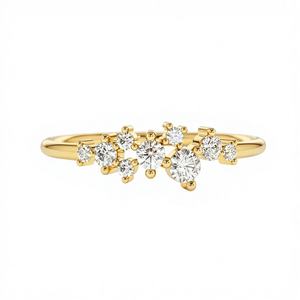 Bague de fiançailles et de mariage élégante en or jaune massif 14 carats avec un ensemble de diamants cultivés en laboratoire certifiés IGI, cadeau élégant pour femmes - Product Image 1