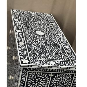 Cajón con Incrustaciones de Hueso de ILAHI, Diseño Moderno con Detalles de Ágata, Mueble Portátil para el Hogar - Product Image 5