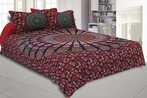 Độc Quyền Ấn Độ Mandala Tấm Thảm Bộ Đồ Giường Với Gối Bao Gồm Vải Cotton Nữ Hoàng Kích Thước Tấm Ga Trải Giường Đặt - Product Image 5