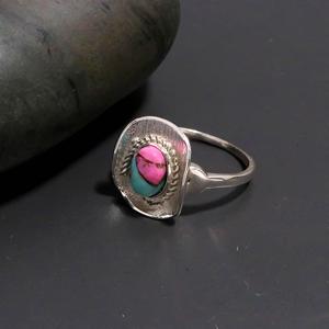Handmade <b>Adjustable</b> <b>Sterling</b> <b>Silver</b> <b>Ring</b> with Cotton Candy Turquoise Unique Natural Gemstone Jewelry for Women for Wedding - Product Image 1