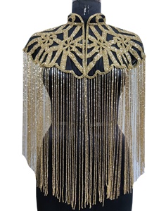 Hot hợp thời trang sexy của phụ nữ buổi tối trang phục tay đính cườm thêu nặng CAPE <span class=keywords><strong>Tops</strong></span> siêu lấp lánh thoáng khí bên mặc cộng với kích thước - Product Image 1