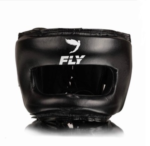 Ensemble de sparring de boxe MMA personnalisé Fly Black en cuir de vachette véritable à lacets, comprenant des gants de boxe, un protège-tête et une protection inguinale - Product Image 5