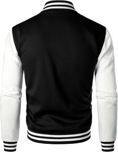 Men's Premium Varsity Wool Jacket Stand Collar Front Logo Cartoon Patchwork High Street Style Wool <b>Coat</b> - Product Image 2