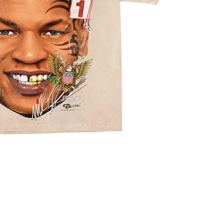 T-shirt à col roulé pour homme, manches courtes, 100% coton, uni, avec impression photo de Mike Tyson, coupe classique, tissu tricoté formel - Product Image 3