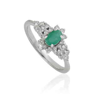 Beautiful Vintage Inspired 925 Sterling <b>Silver</b> 100% Genuine <b>Emerald</b> & Diamond Cluster <b>Ring</b> For Women's Party Wear - Product Image 3