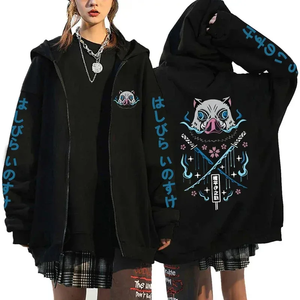 Sweat-shirts à capuche zippés imprimés anime tendance pour femmes et hommes, sweat-shirts à manches longues à capuche avec fermeture éclair, style mode et personnalité - Product Image 1
