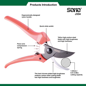 SONO J334 Bypass <b>Pruner</b> Durable and Sharp PTFE Coated Carbon Steel Blades Plastic Handle Right-Handed for DIY & Industrial Use - Product Image 2