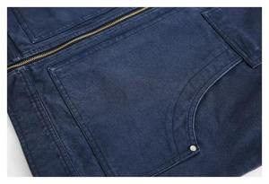 Veste en jean bleu marine pour homme, décontractée, hiver, à capuche, fermeture éclair intégrale, doublure polaire respirante, écologique - Product Image 6