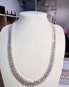 Collier tennis Premium Pass Diamond Tester Moissanite en argent 925, chaîne entièrement sertie de pierres, bijoux unisexe - Product Image 2