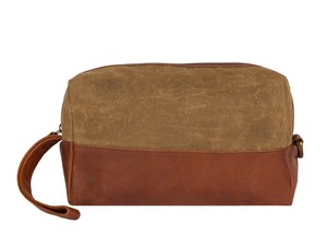 Leather Canvas <b>Toiletry</b> Bag Travel Organizer Waterproof Cosmetic <b>Storage</b> Kit Large Capacity LCTB-0016 - Product Image 3
