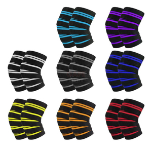 Bandes de soutien pour genoux en caoutchouc naturel PVC noir solide OEM, épaisses, antidérapantes, avec fermeture à boucle élastique, pour musculation, squat et entraînement en salle de sport - Product Image 4
