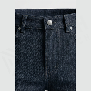 Jean en denim coupe droite délavé foncé pour homme, taille haute, coupe slim, en coton, style streetwear, pantalon automne - Product Image 4