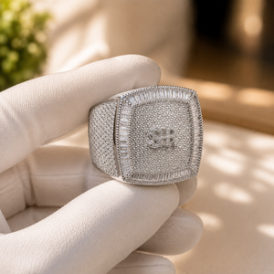 925 Sterling <b>Silver</b> Moissanite Hip Hop Ring Round Brilliant Cut Diamond Prong Set Wedding Jewelry Custom Design - Product Image 4