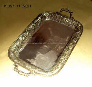 <b>Silver</b> Plated Engraved Service <b>Tray</b> with Handles - Product Image 6