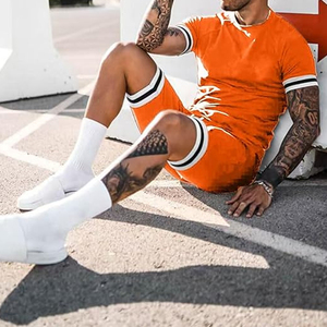 Men 2 Piece Set Manufacturer 220 GSM Cotton T Shirt Cargo Shorts Set Oversized Summer Casual OEM Custom Logo <b>Bulk</b> - Product Image 2